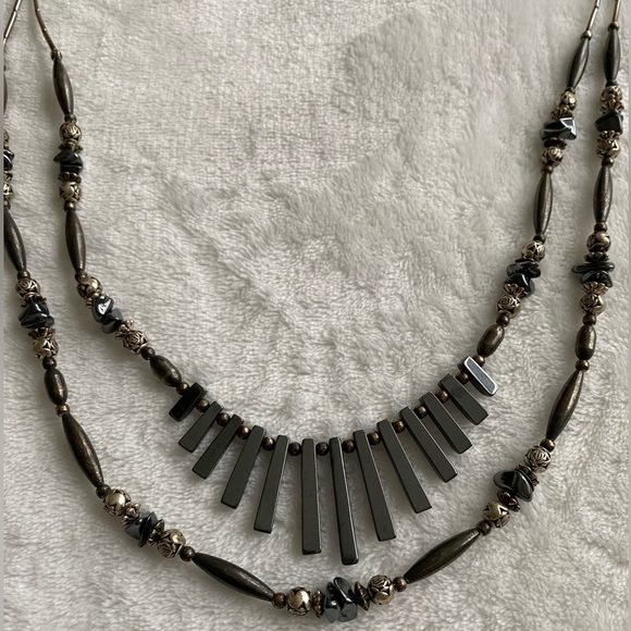 NEAT handmade black HEMATITE double strand NECKLACE - Picture 2 of 7